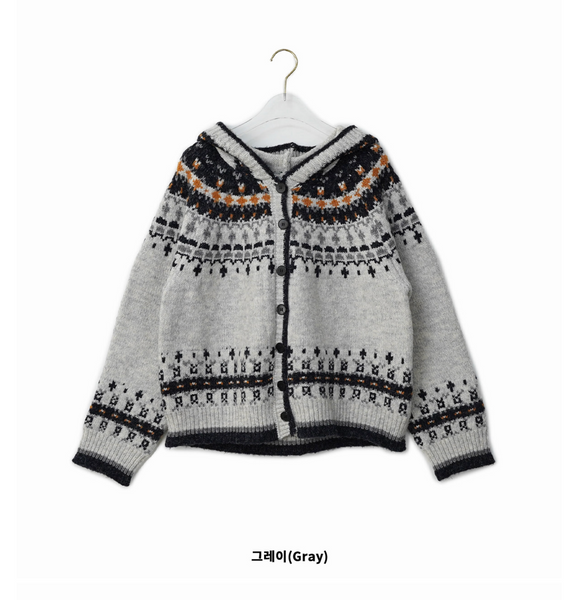 [BINARY01] Nordic Hoodie Knit Cardigan