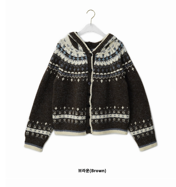 [BINARY01] Nordic Hoodie Knit Cardigan