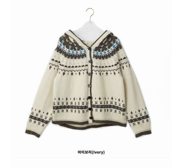 [BINARY01] Nordic Hoodie Knit Cardigan