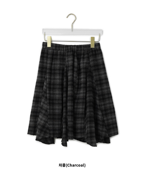 [BINARY01] Genia Peach Checkered Midi Skirt