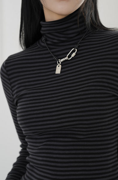 [BINARY01] Stripe Turtleneck T-shirt