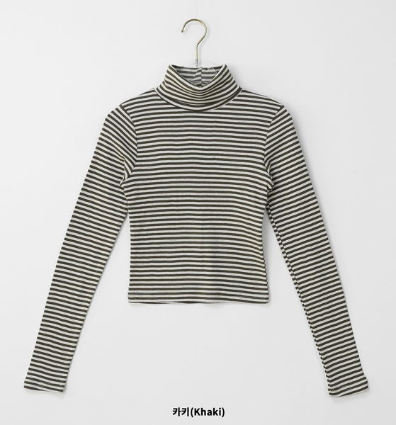 [BINARY01] Stripe Turtleneck T-shirt