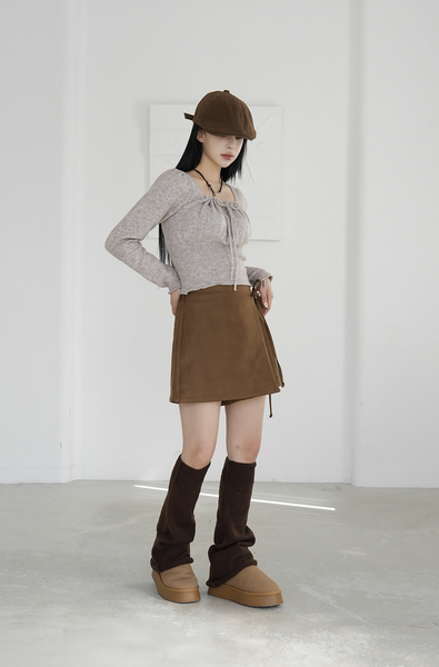 [BINARY01] Suede Wrap Skirt Pants