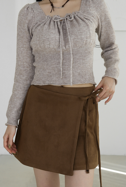 [BINARY01] Suede Wrap Skirt Pants