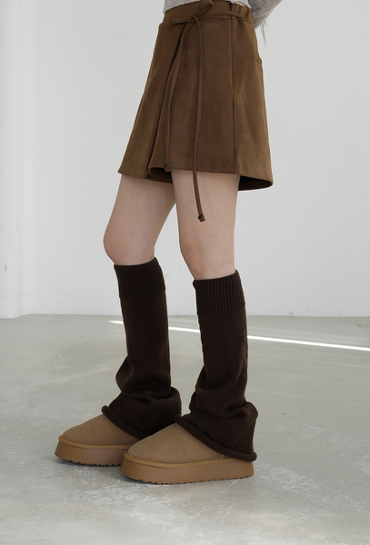 [BINARY01] Suede Wrap Skirt Pants