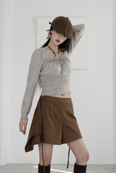 [BINARY01] Suede Wrap Skirt Pants