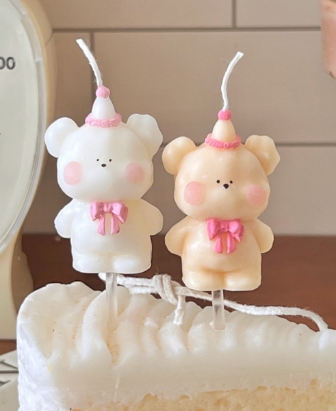 [S_Log] Party Ribbon Bear Cake Candle