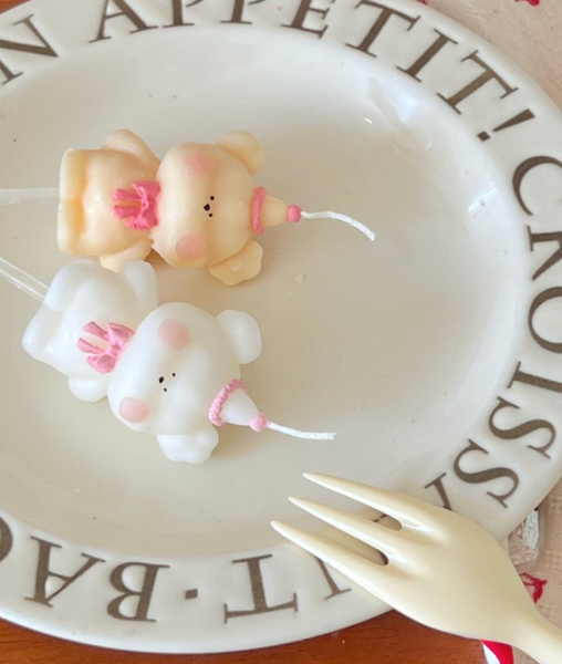 [S_Log] Party Ribbon Bear Cake Candle