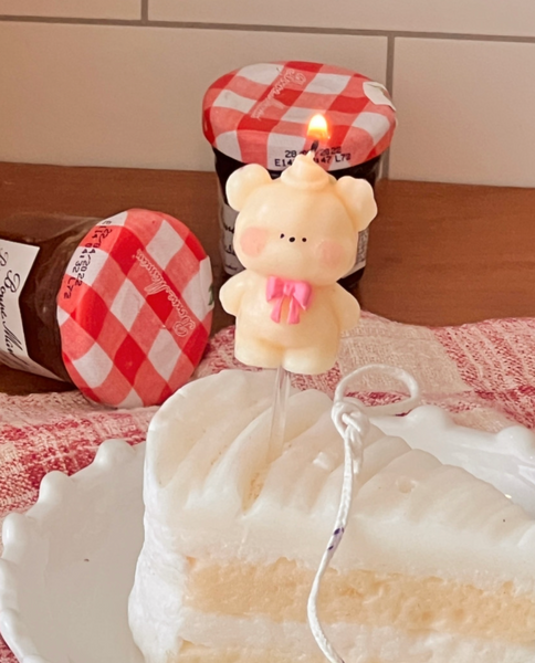 [S_Log] Party Ribbon Bear Cake Candle