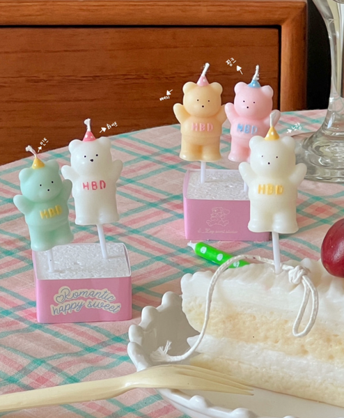 [S_Log] HBD Bear Cake Candle