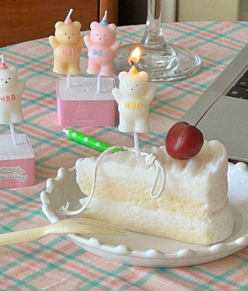 [S_Log] HBD Bear Cake Candle