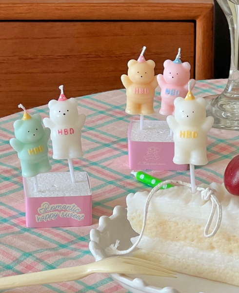 [S_Log] HBD Bear Cake Candle