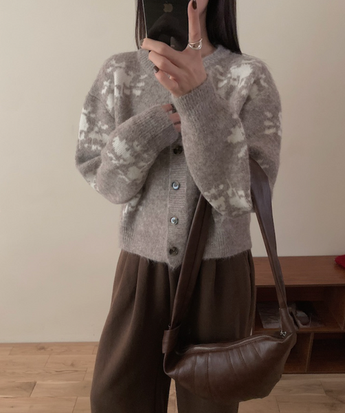 Jacquard Pattern Button Cardigan