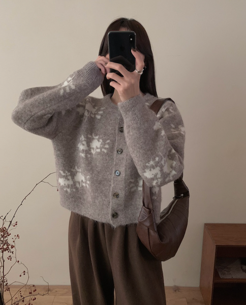 Jacquard Pattern Button Cardigan