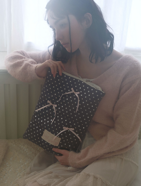 [COZING] Pillow Notebook Pouch Dot Charcoal