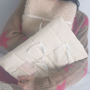 [COZING] Pillow Notebook Pouch Check Beige