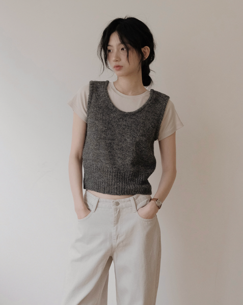 [SLOWAND] # SLOWMADE Heart Silver Symbol Knit Vest