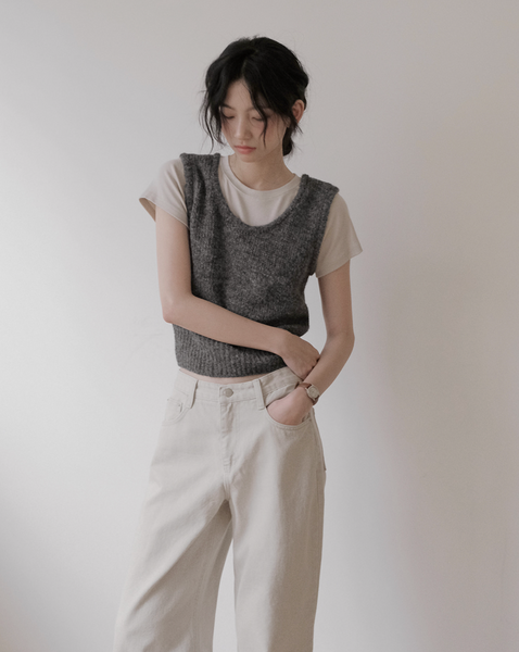 [SLOWAND] # SLOWMADE Heart Silver Symbol Knit Vest