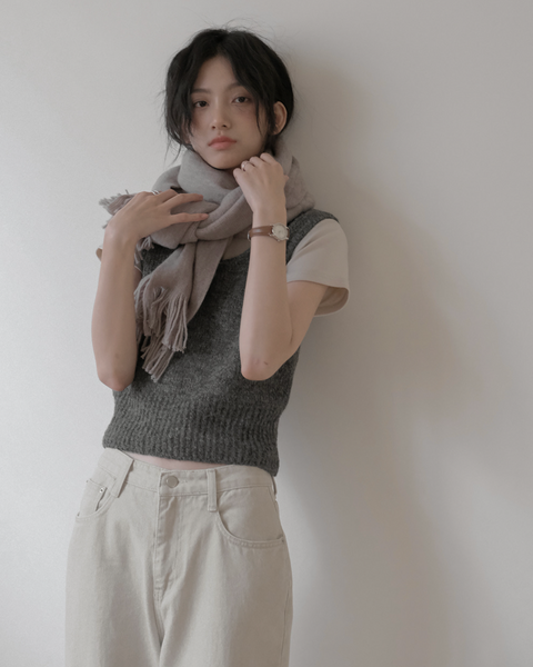 [SLOWAND] # SLOWMADE Heart Silver Symbol Knit Vest