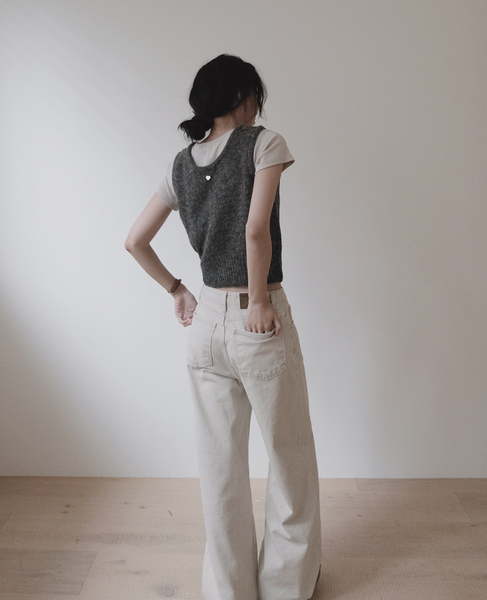 [SLOWAND] # SLOWMADE Heart Silver Symbol Knit Vest