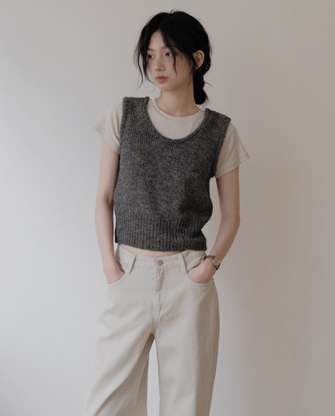 [SLOWAND] # SLOWMADE Heart Silver Symbol Knit Vest