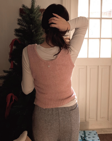 [SLOWAND] # SLOWMADE Heart Silver Symbol Knit Vest