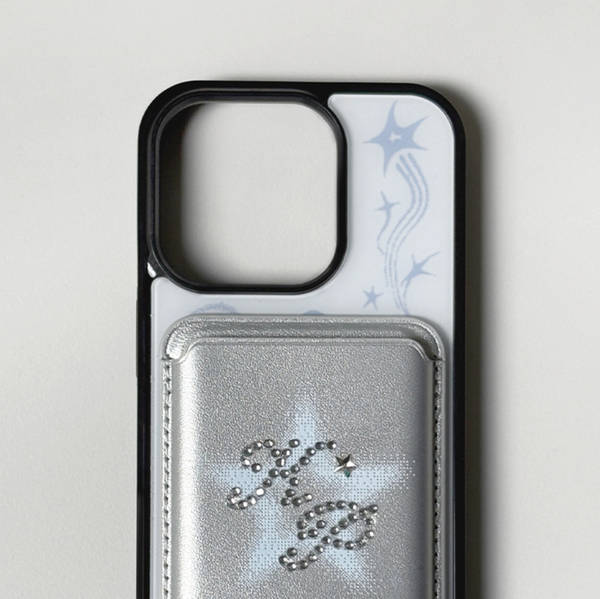 [Kim cupid] Star Cubic MagSafe Card Holder Silver Blue