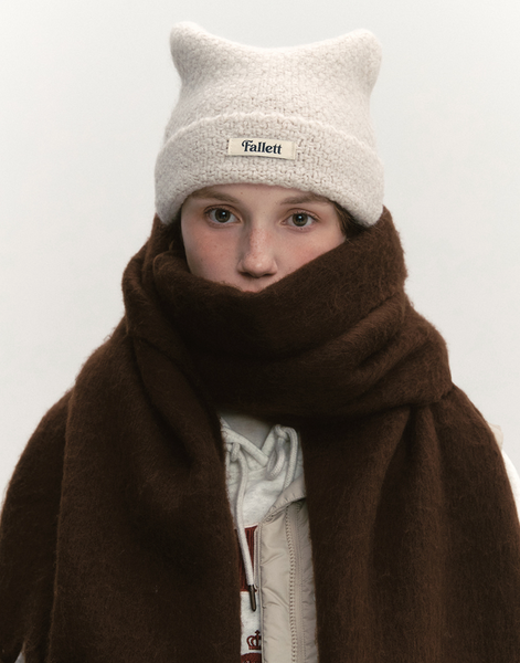 [Fallett] Oversized Story Logo Muffler Brown