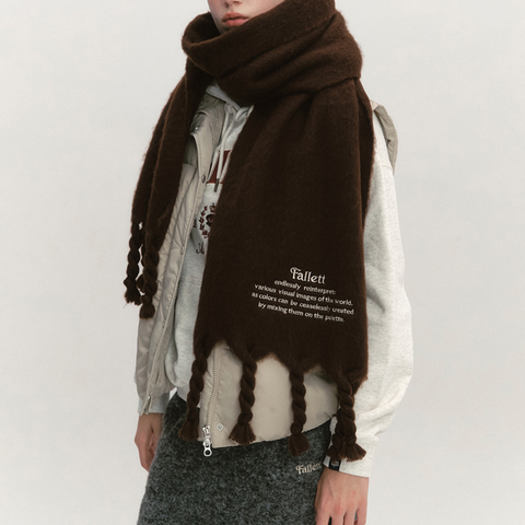 [Fallett] Oversized Story Logo Muffler Brown