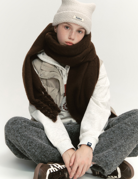 [Fallett] Oversized Story Logo Muffler Brown