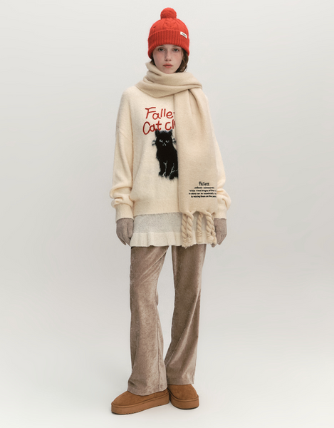 [Fallett] Oversized Story Logo Muffler Beige