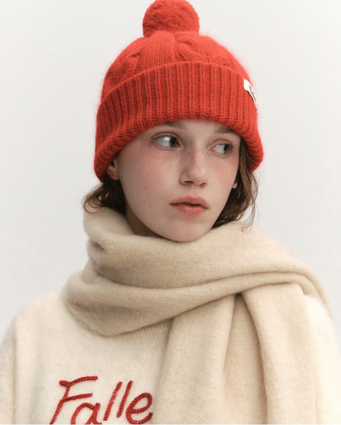 [Fallett] Oversized Story Logo Muffler Beige