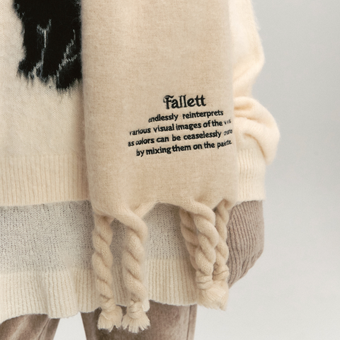 [Fallett] Oversized Story Logo Muffler Beige