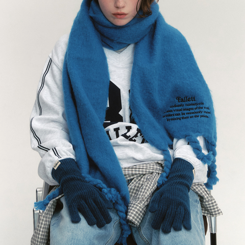 [Fallett] Oversized Story Logo Muffler Blue