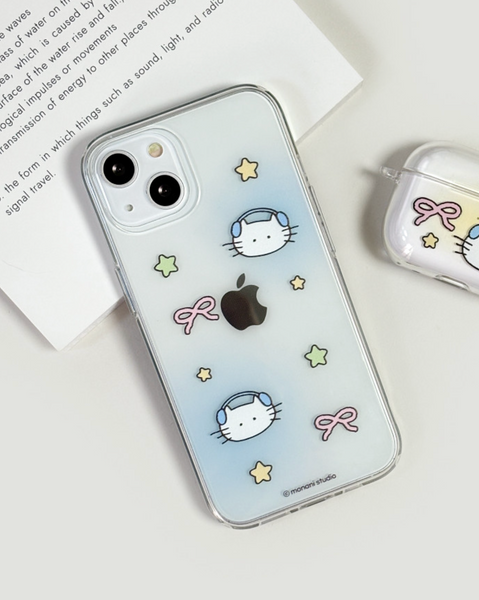 [monani studio] Cat Ribbon Star Jelly Hard Case