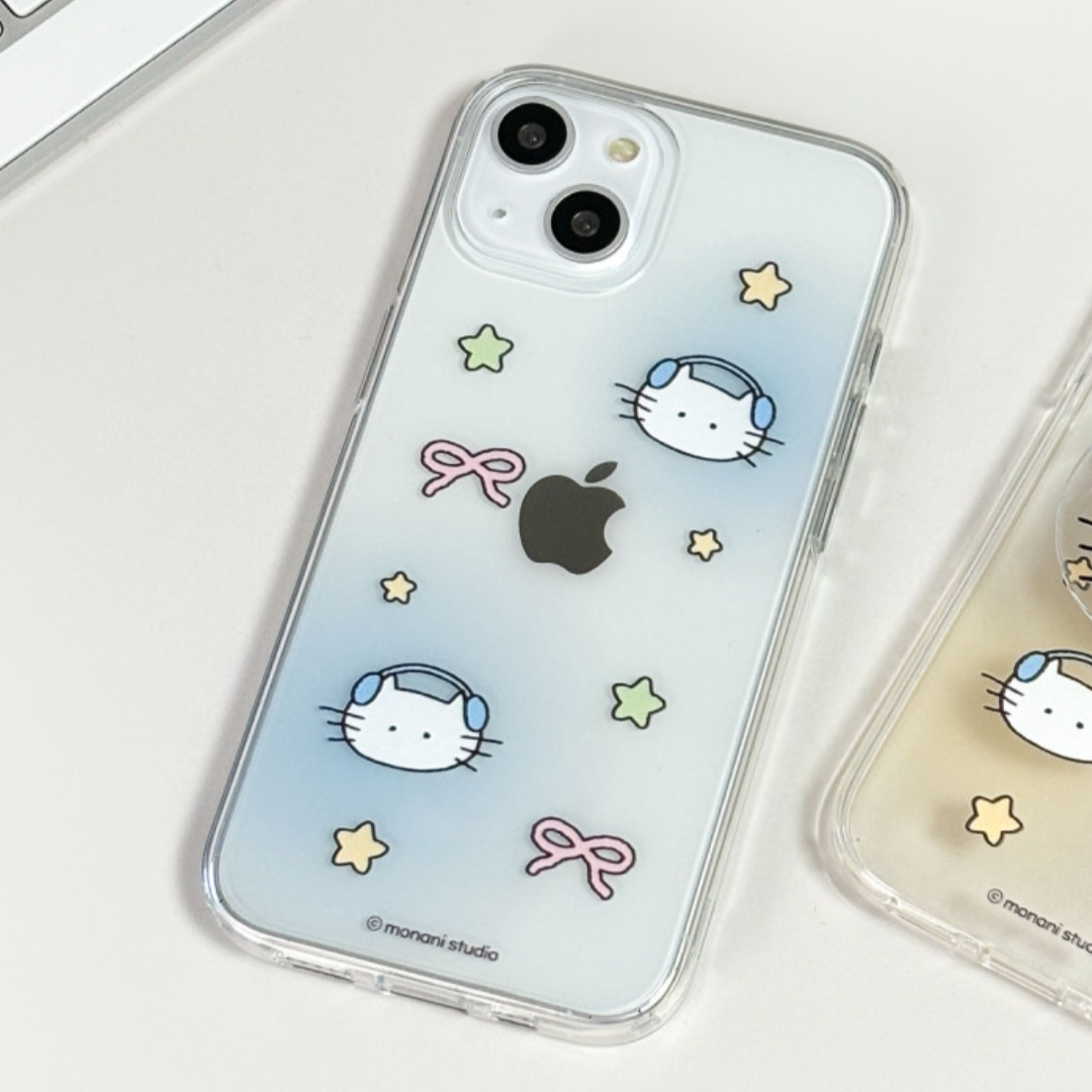 [monani studio] Cat Ribbon Star Jelly Hard Case