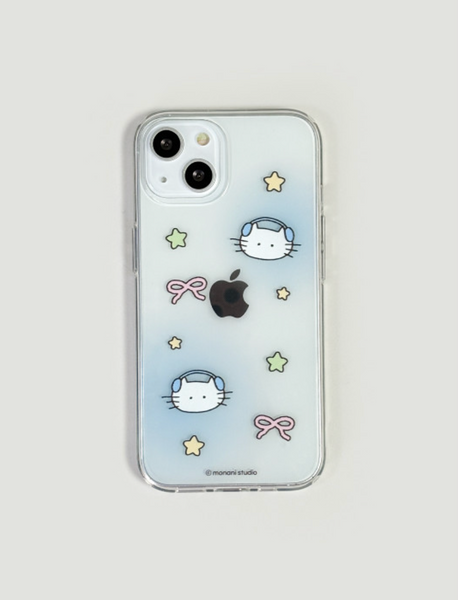 [monani studio] Cat Ribbon Star Jelly Hard Case