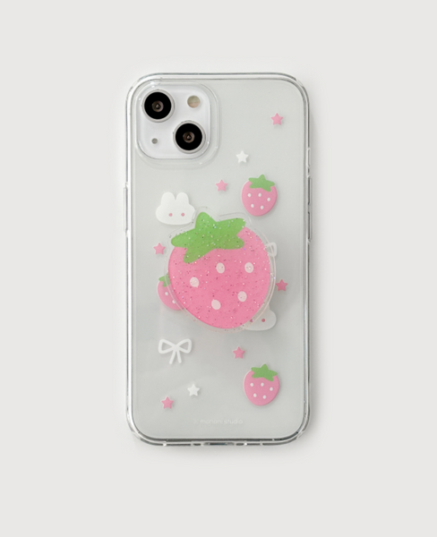 [monani studio] Y2K Strawberry Rabbit Jelly Hard Case