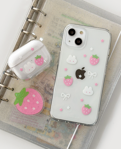 [monani studio] Y2K Strawberry Rabbit Jelly Hard Case