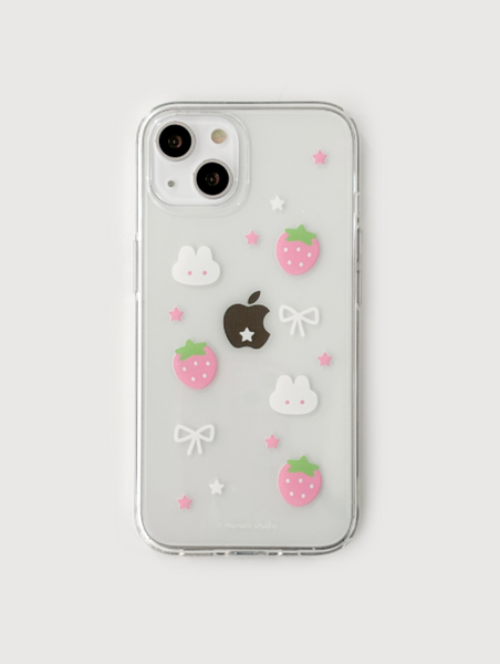 [monani studio] Y2K Strawberry Rabbit Jelly Hard Case