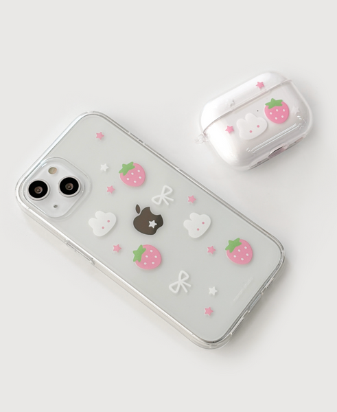 [monani studio] Y2K Strawberry Rabbit Jelly Hard Case