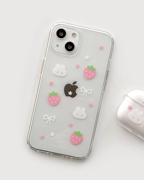 [monani studio] Y2K Strawberry Rabbit Jelly Hard Case