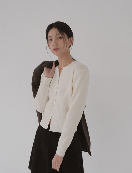 [SLOWAND] # SLOWMADE Washable Y-Neck Modern Cardigan