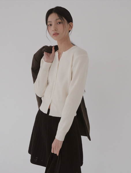 [SLOWAND] # SLOWMADE Washable Y-Neck Modern Cardigan