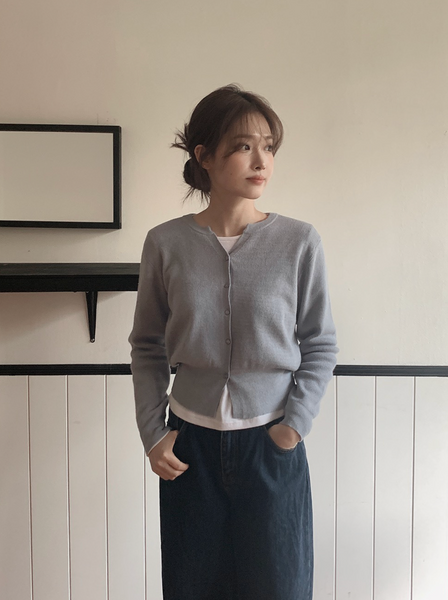 [SLOWAND] # SLOWMADE Washable Y-Neck Modern Cardigan