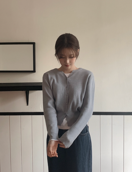 [SLOWAND] # SLOWMADE Washable Y-Neck Modern Cardigan