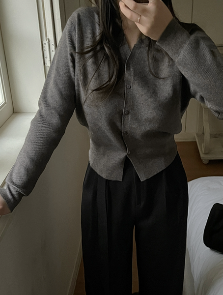 [SLOWAND] # SLOWMADE Washable Y-Neck Modern Cardigan