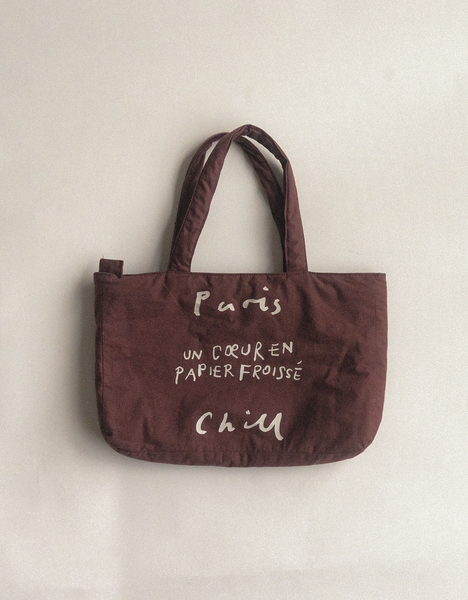 [HOTEL PARIS CHILL] Paper Heart Puffer Tote Bag (Wine)