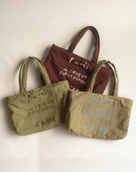 [HOTEL PARIS CHILL] Paper Heart Puffer Tote Bag (Wine)