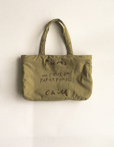 [HOTEL PARIS CHILL] Paper Heart Puffer Tote Bag (Olive)